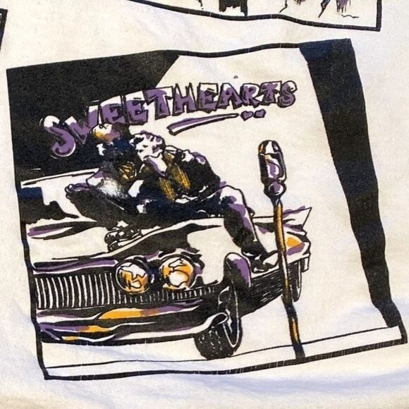 VTG 80s Alto Ego white french terry top tee shirt new wave retro street wear OS - Picture 8 of 15